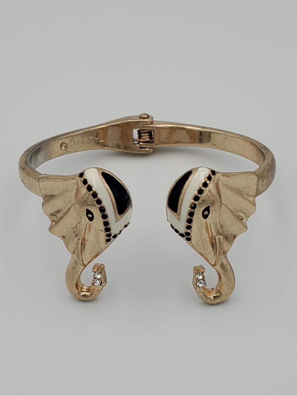 Talbots Gold Tone Elephant Heads Cuff Bracelet